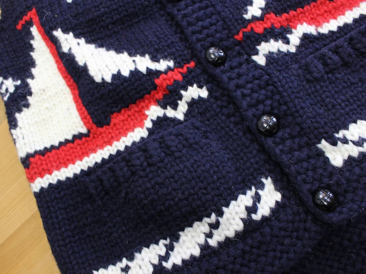 新品◆CANADIAN SWEATER カナディアンセーター◆カウチンセーター マリン ヨット柄 フード付き ニットベスト 38 定価48,000円_画像5