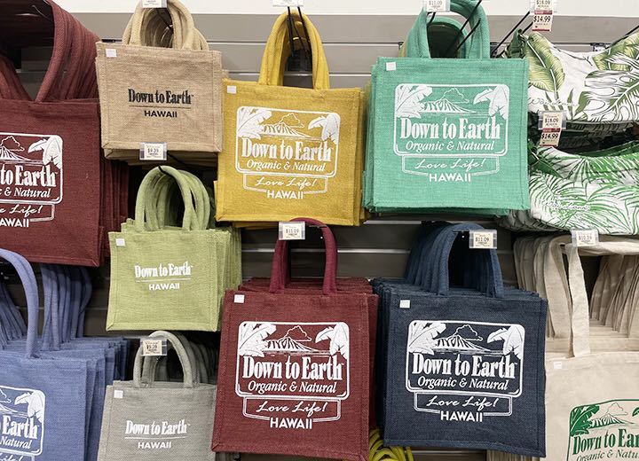 ハワイエコバッグ オーガニックスーパー ダウントゥーアース Down to Earth mini tote ミニトート グレー色 新品 現品限りの画像4