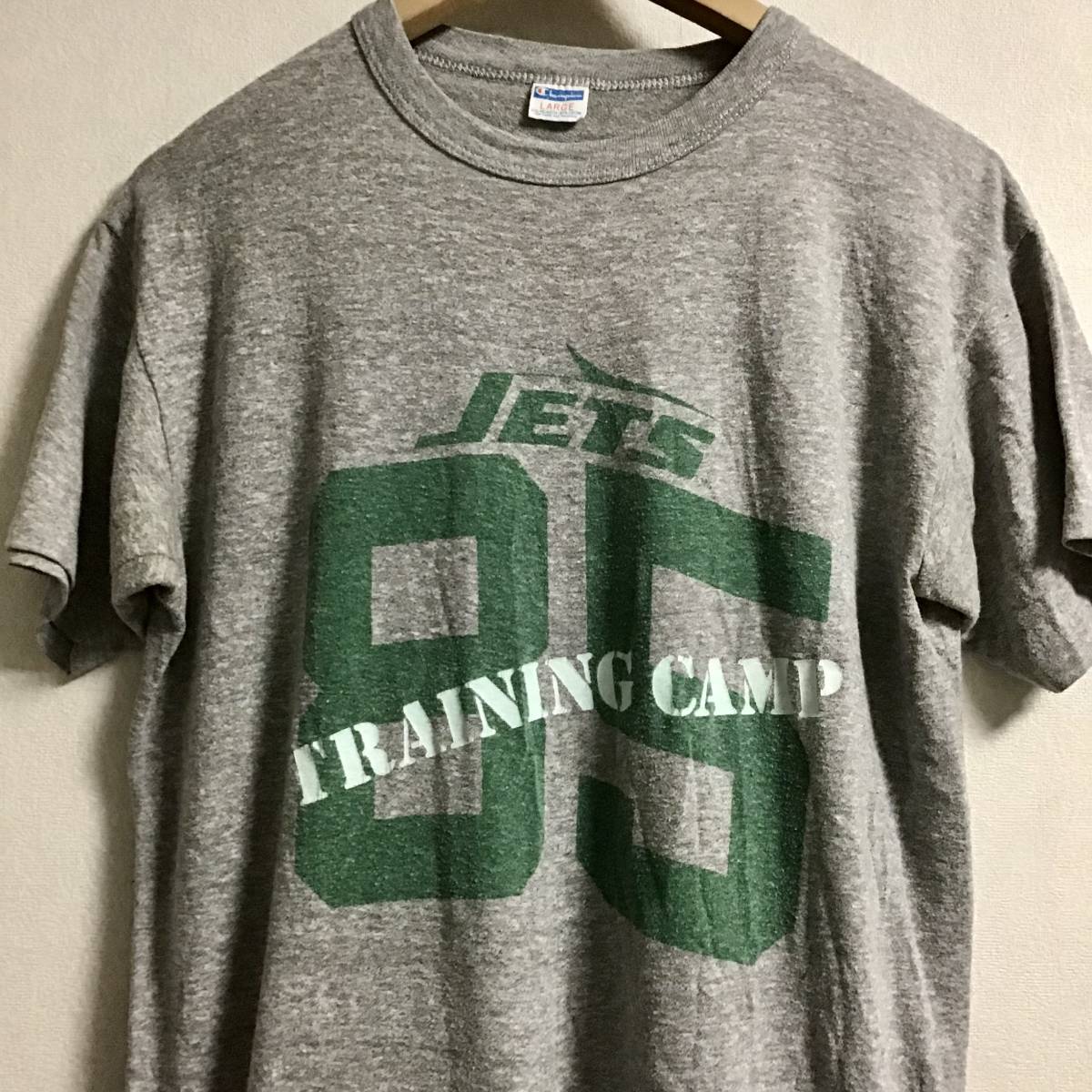 希少 70s バー タグ CHAMPION Vintage NFL NEW YORK JETS Tシャツ L 目