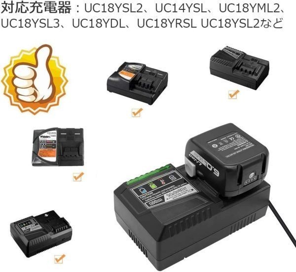 【互換】 日立 14.4V バッテリー２個セット 互換品 LED残量表示付き6.0Ah BSL1440 BSL1415 BSL1430 BSL1450 BSL1460_画像5