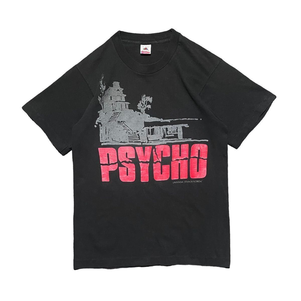 ホラー映画【90s USA製 PSYCHO サイコ プリント Tシャツ M】ビンテージ ムービー pulp fiction trainspotting タイタニック akira ジブリ