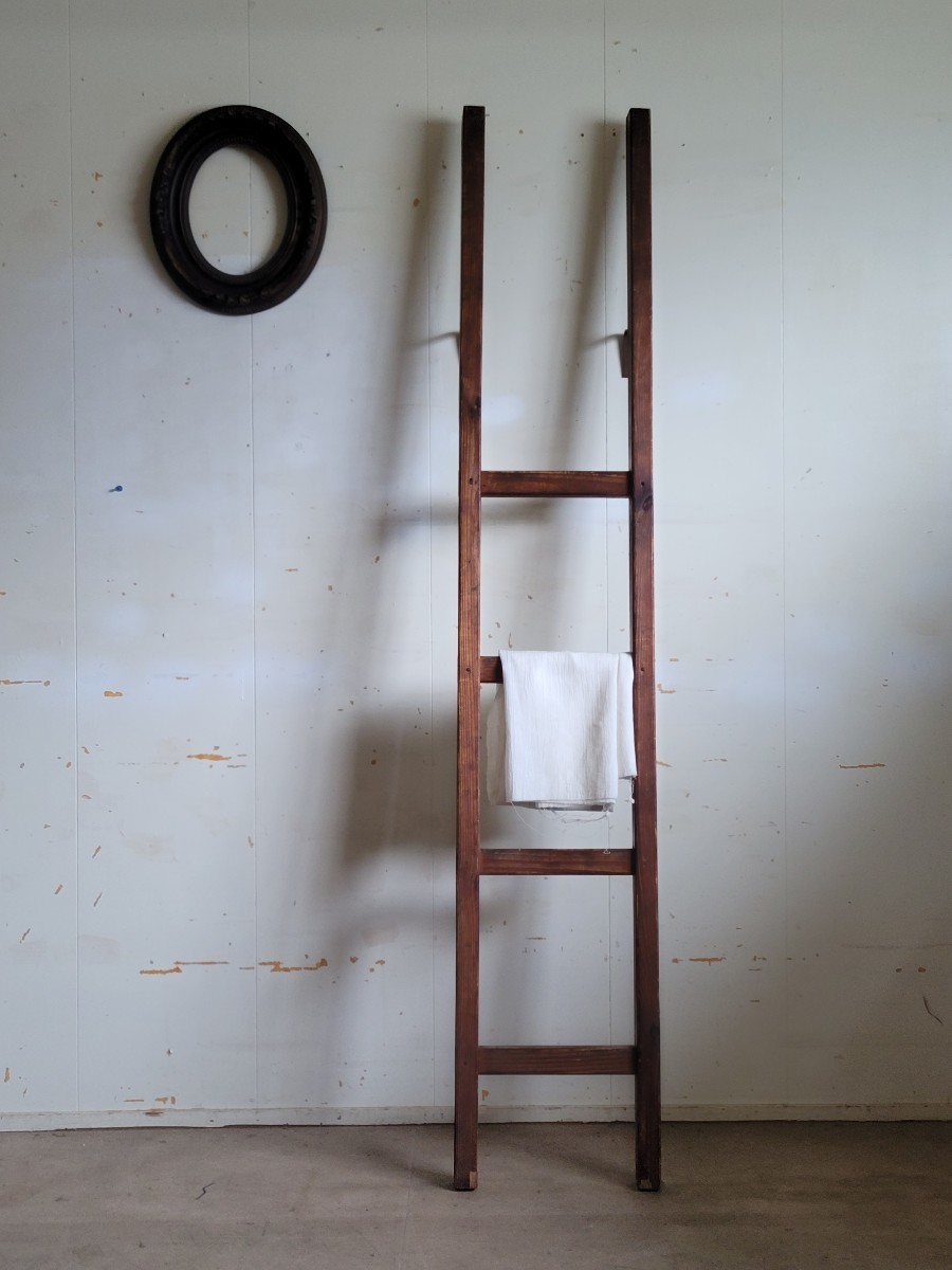 アンティーク 木製ラダー 脚立はしご 飾り棚 花台 吊ハンガー オブジェ