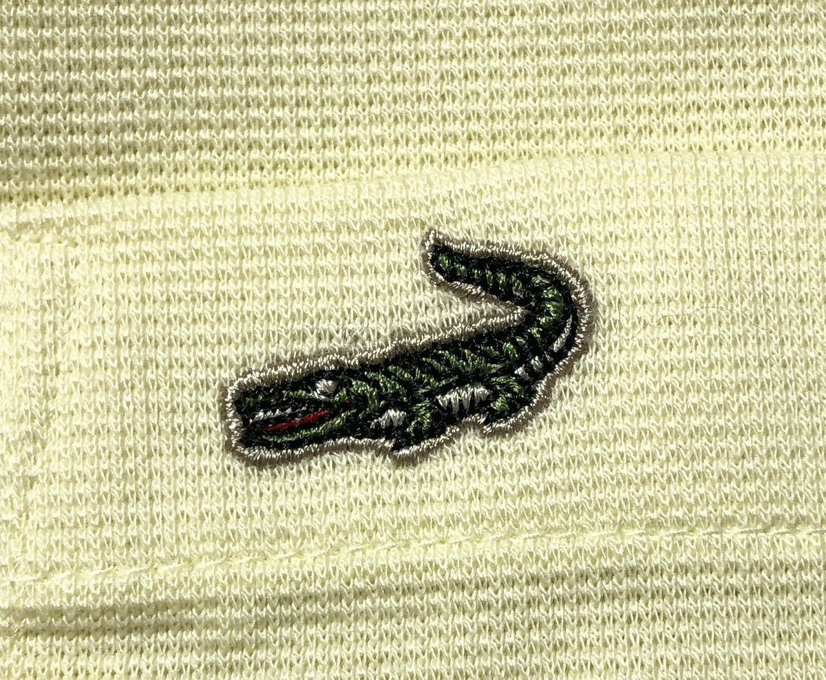 ● Crocodile クロコダイル ● ロゴ ワニ 刺繍 半袖 ポロシャツ イエロー系 L_画像4