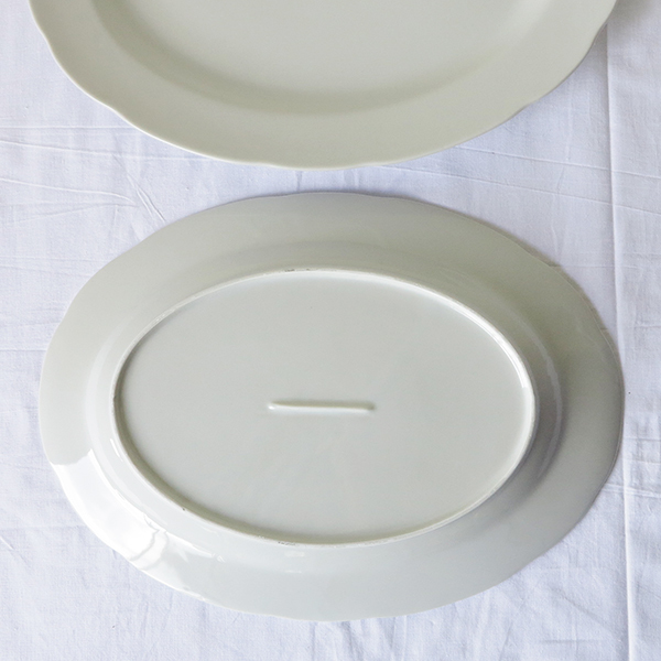 白磁 中 2枚set オーバルリム デットストック ヨーロッパ貿易 検: 楕円 陶器 メイン ワンプレート フランス アンティーク ビンテージ_画像5