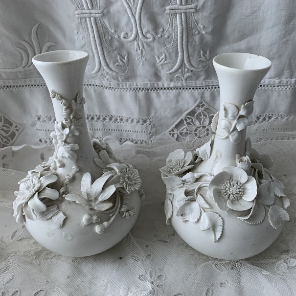 アンティーク　陶器花瓶　イギリス　オールドダービー　磁器製　花瓶　陶花　19世紀_画像1