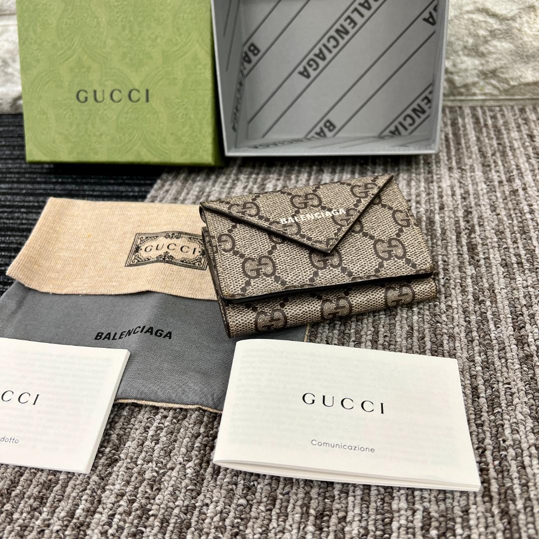 上質で快適 超美品 GUCCI×BALENCIAGA GG柄 コラボ 三つ折り 財布 男性