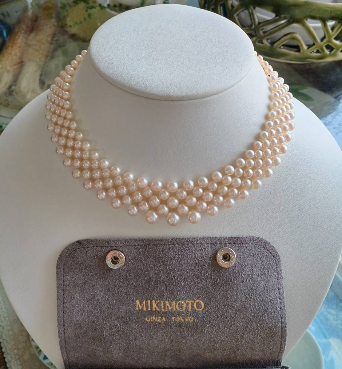  Mikimoto Akoya pearl gradation necklace K 18 catch diamond attaching 