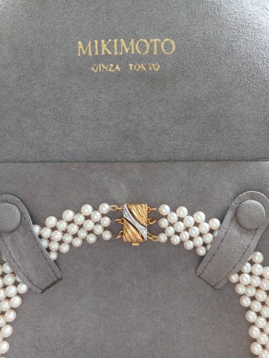  Mikimoto Akoya pearl gradation necklace K 18 catch diamond attaching 