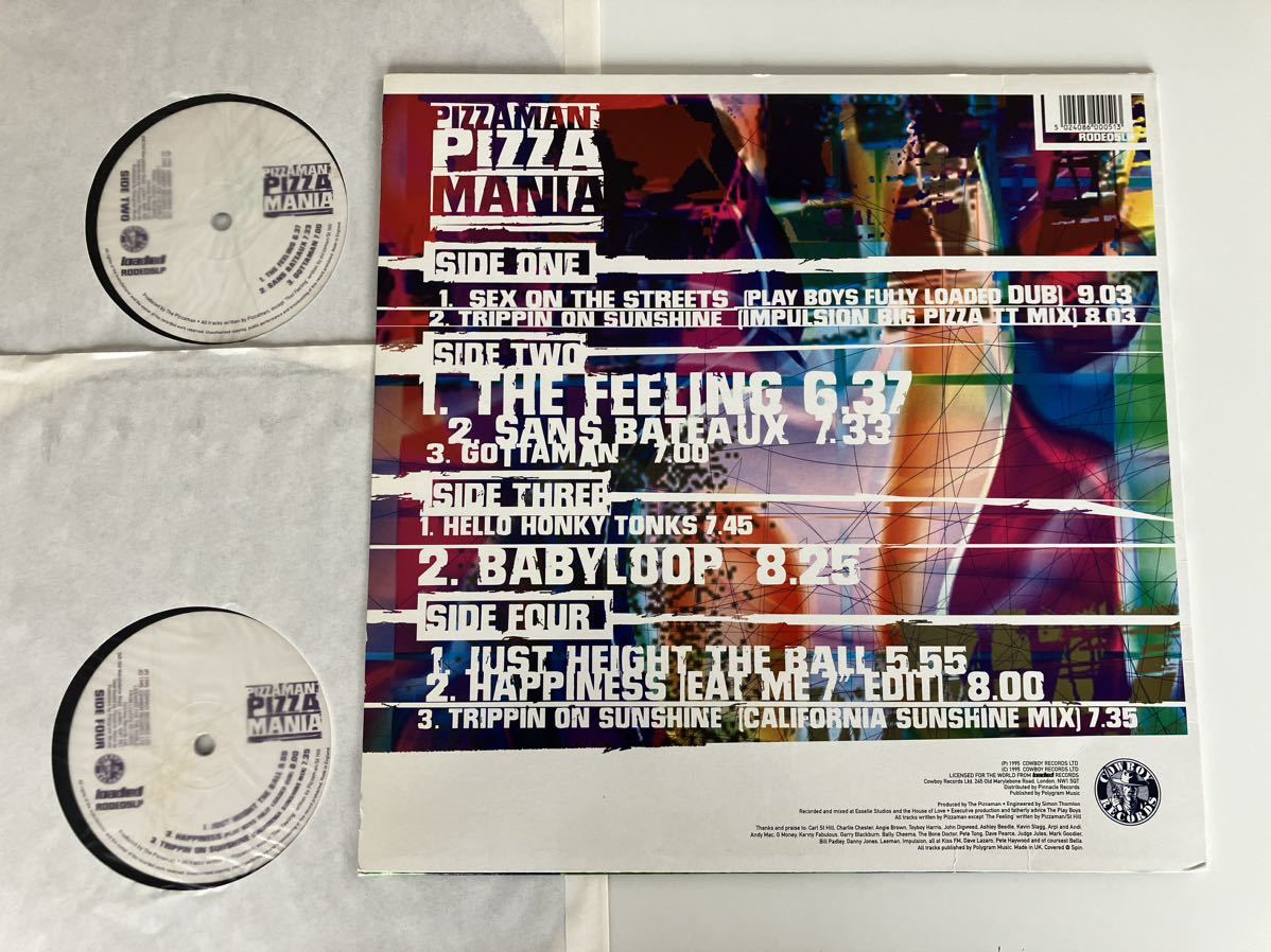 PIZZAMAN / PIZZA MANIA 2LP COWBOY RECORDS UK RODEO5LP 95年リリース,ピッツァマン,Acid,BreakBeat,Electro,HOUSE,BIGBEAT_画像2