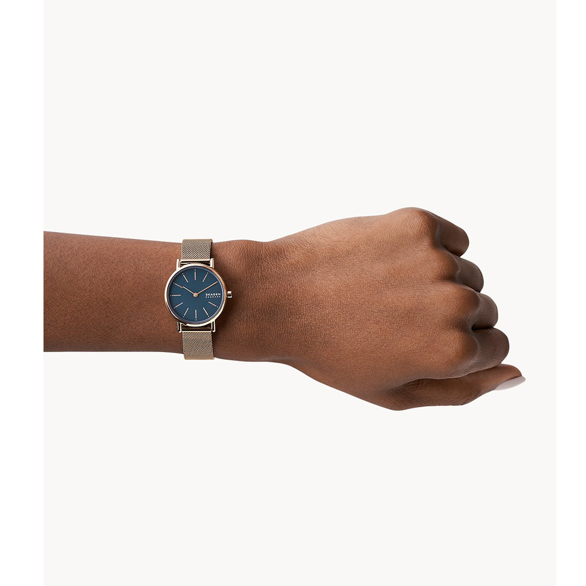 SKAGEN スカーゲン SKW2837 ネイビー ローズゴールド メッシュブレスレット 女性用 腕時計 レディーズ アナログ 薄い 軽い ビジネス 仕事用