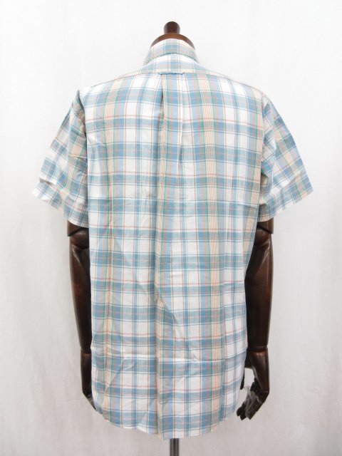 [ Ships SHIPS] check pattern pull over button down short sleeves shirt ( men's ) sizeM blue group multicolor *29MK1095*