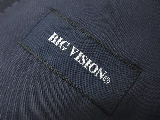 HH超美品 【ビッグビジョン BIG VISION】 シングル2ボタン 濃紺 スーツ (メンズ) size44~46相当 ネイビー系 ストライプ柄 ●27RMS6012_画像9