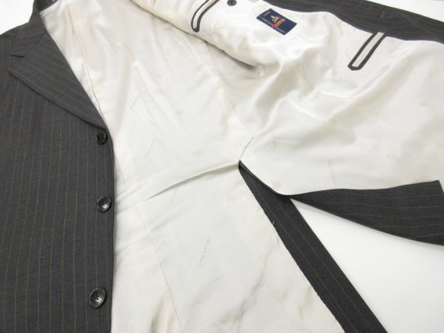 【ブランド不明】 Scabal Super100's 3ボタン スーツ (メンズ) size50～52相当 チャコールグレー ストライプ ●27RMS6098_画像8