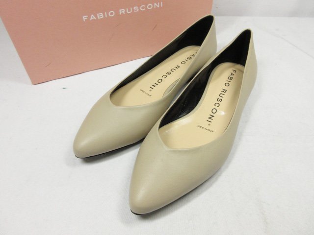 HH 未使用品 【ファビオルスコーニ FABIO RUSCONI】F-2428 ポインテッドトゥ フラットパンプス (レディース) 38 ベージュ系 ●18LZ4125●_画像1