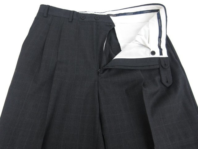 超美品 【カナーリ CANALI】 ウール100％ シングル2ボタン スーツ (メンズ) size50-7R チャコールグレー 格子柄 イタリア製 ●27RMS6371_画像4