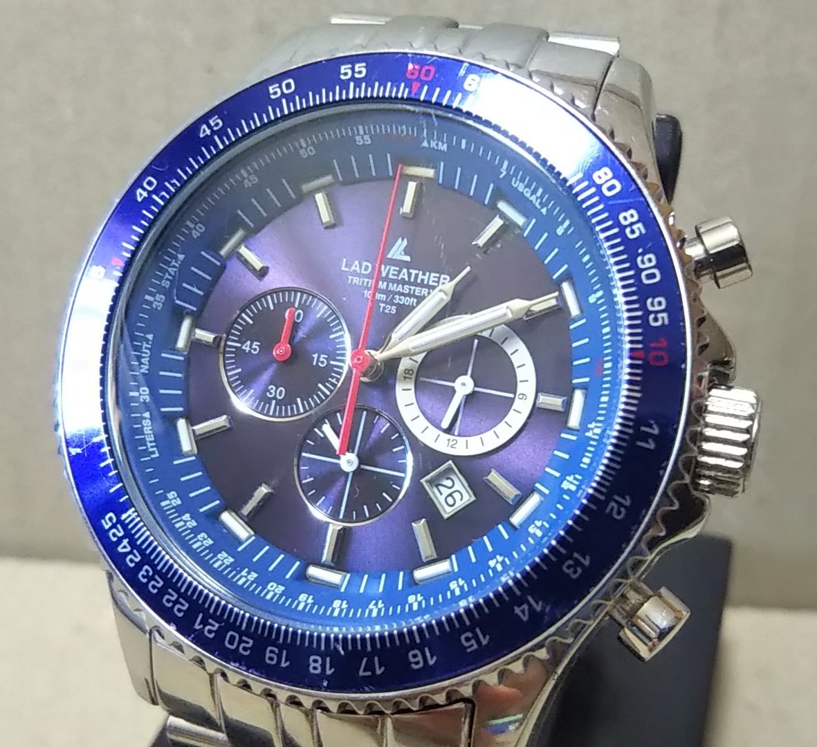 ラドウェザー 腕時計 スイス製 クロノグラフ パイロットウォッチ(ブルー)-