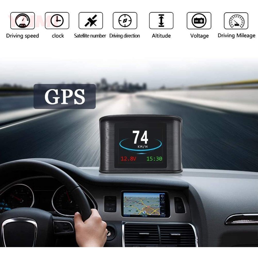 HUD GPS スピードメーター ディスプレイ表示 速度/水温/燃費/回転/走行距離の測定 車載スピードメータ T600 送料無料 QCYP29_画像6
