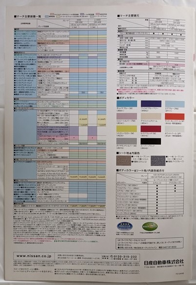 マーチ　12S/14S FOUR one touch collection　(AK12, BNK12)　車体カタログ　2007年1月　MARCH　古本・即決・送料無料　管理№ 6068 ⑰