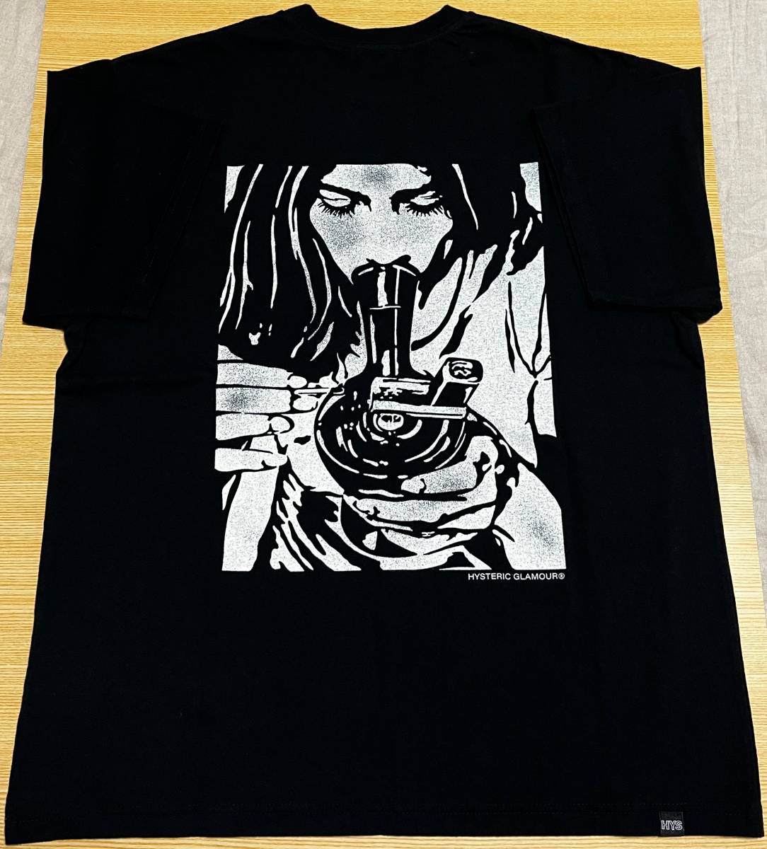 ★ HYSTERIC GLAMOUR ヒステリックグラマー メンズ パイプ ガール バックプリント Ｔシャツ Lサイズ ブラック ★ 新品・タグ付き・未使用_画像1