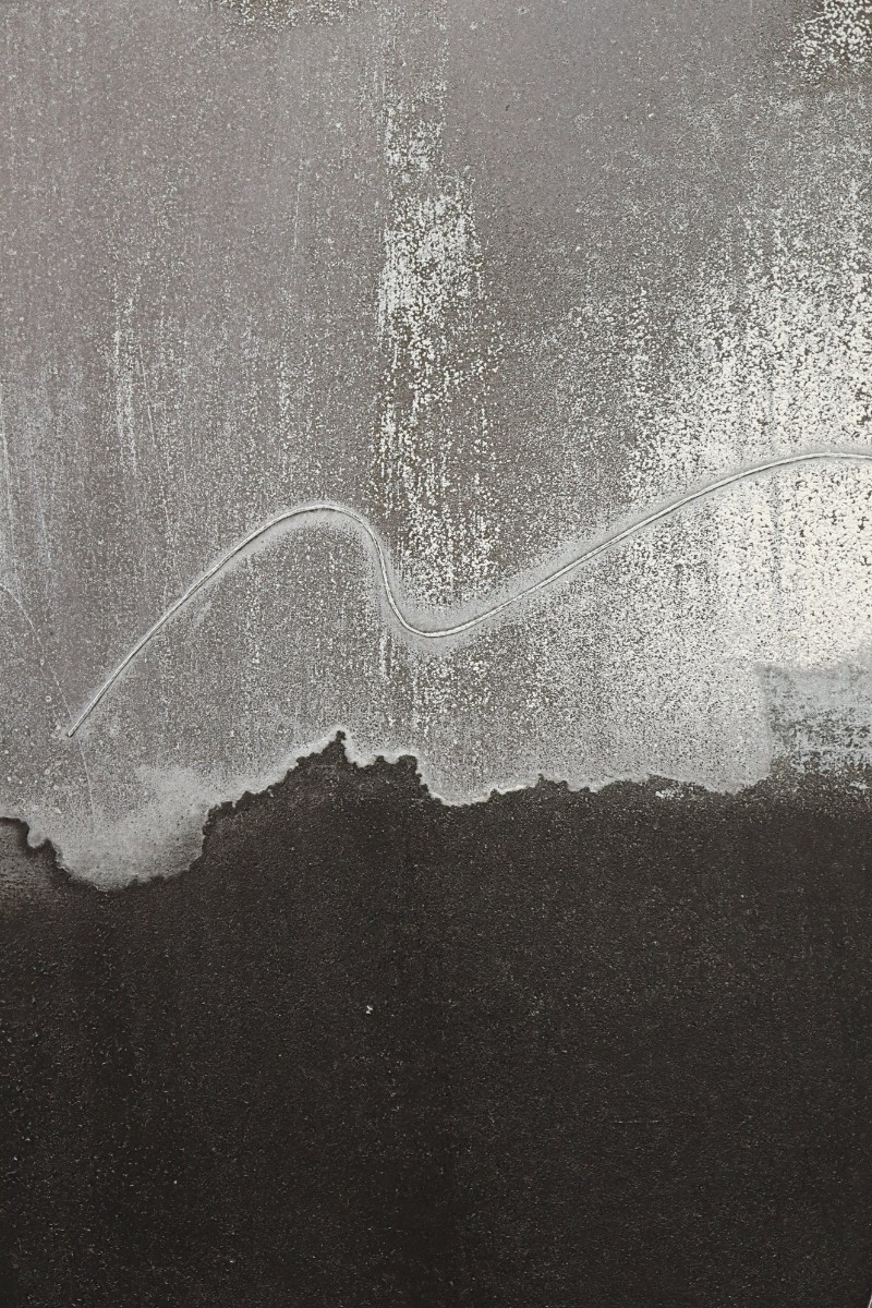 真作 清塚紀子 1976年ミクストメディア「D氏の旅行記」画寸63cm×78cm 旧満州出身 幾何学的表現や物質感を強調 新しい表現を模索 7820_画像6