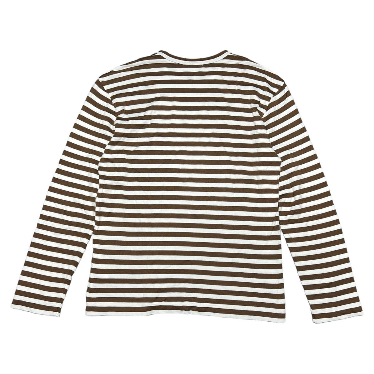 Z) 美品 コムデギャルソン レギュラー ボーダーロングTシャツ size:L ブラウン/ホワイト_画像2