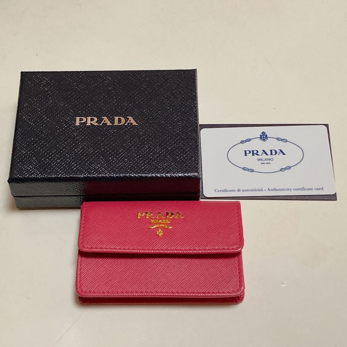 PRADA プラダ カードケース SAFFIANO METAL サフィアーノ ピンク 美品 新品同様