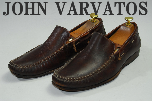 厳選！海外買い付け！DS8291★隠れた名作品★JOHN VARVATOS/ジョン ヴァーベイトス★ローファー/Uチップ/茶/LOW/レザー/28.5㎝ 革靴_注目のデザイン性！一点物！