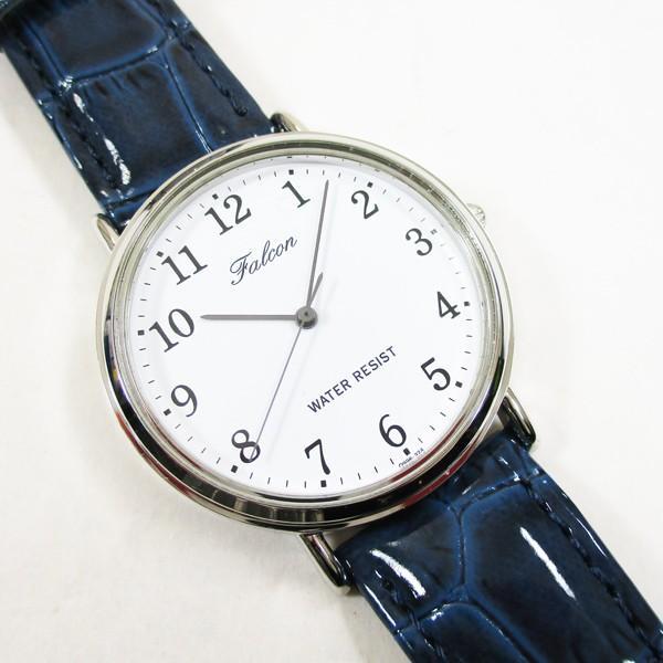 シチズン ファルコン 腕時計 日本製ムーブメント 革ベルト ネイビー/紺 メンズ 紳士 Q996-324/2594_画像3