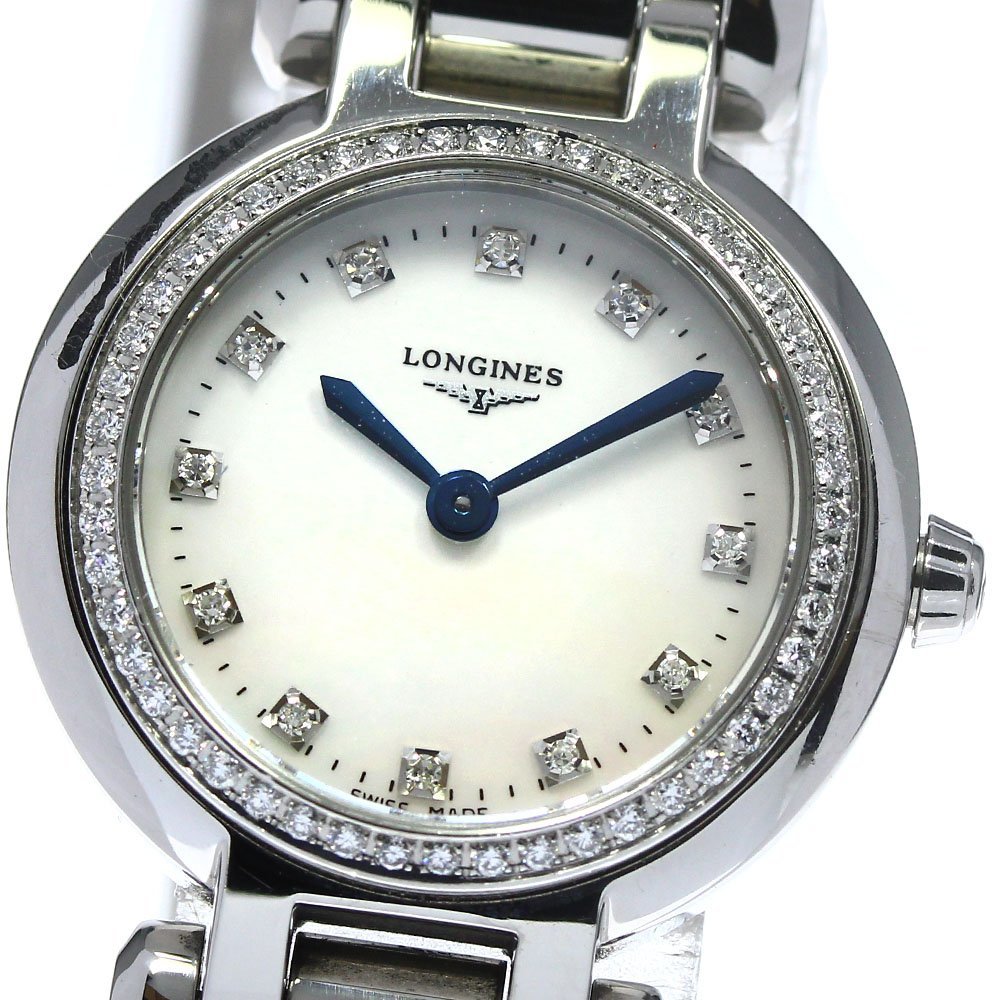 ロンジン LONGINES L8.109.0.87.6 プリマルナ 12P ダイヤべゼル クォーツ レディース 良品 箱・保証書付き_766292