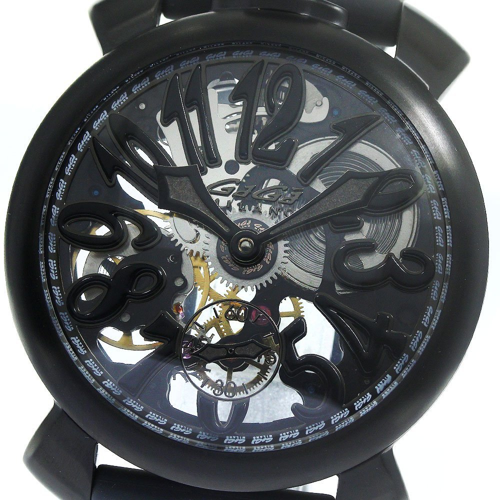 ガガミラノ GaGa MILANO 5312.01 マヌアーレ48MM スケルトン スモールセコンド 手巻き メンズ 良品 保証書付き_768037_画像1