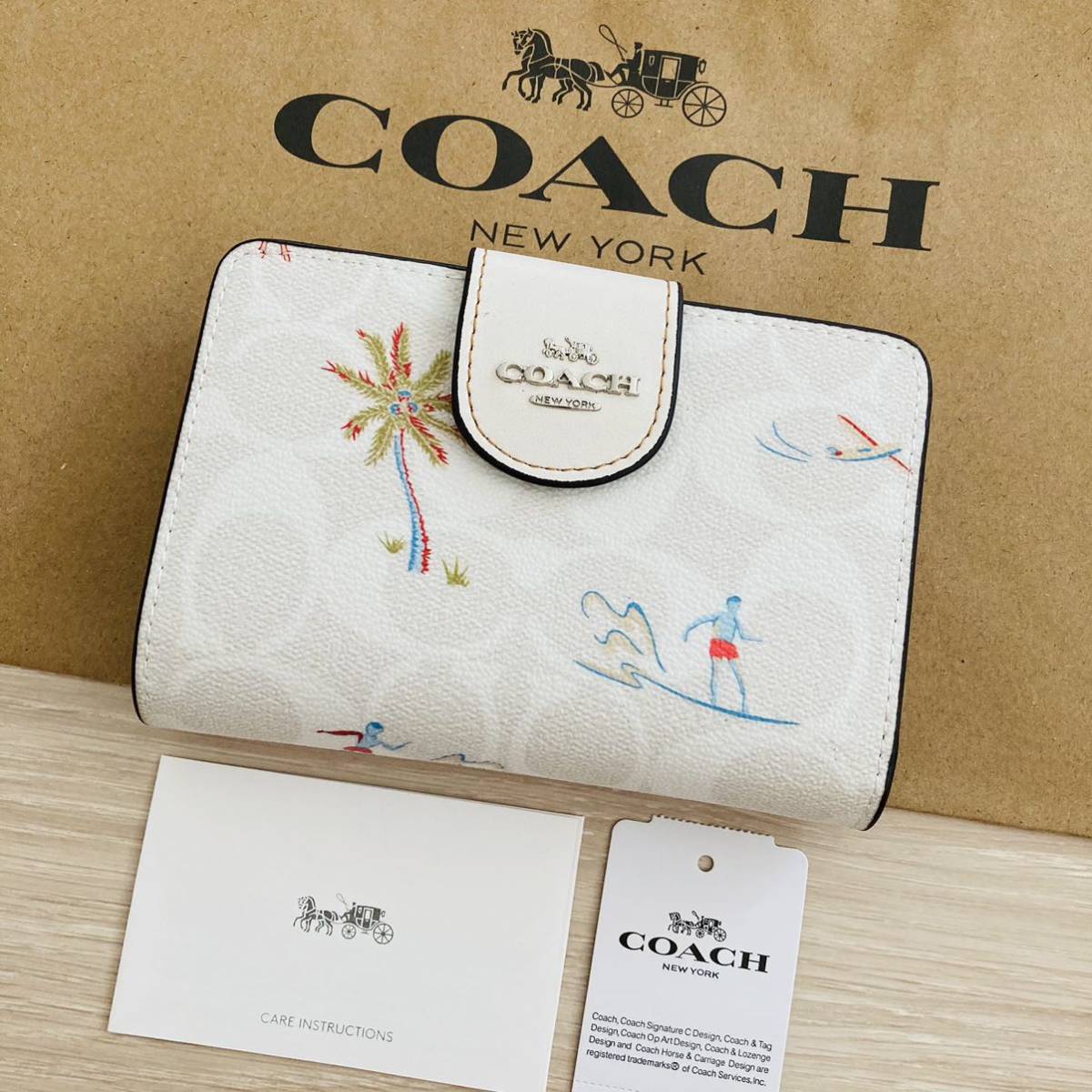 COACH コーチ ミディアムウォレット CK414 白 シグネチャー フラ