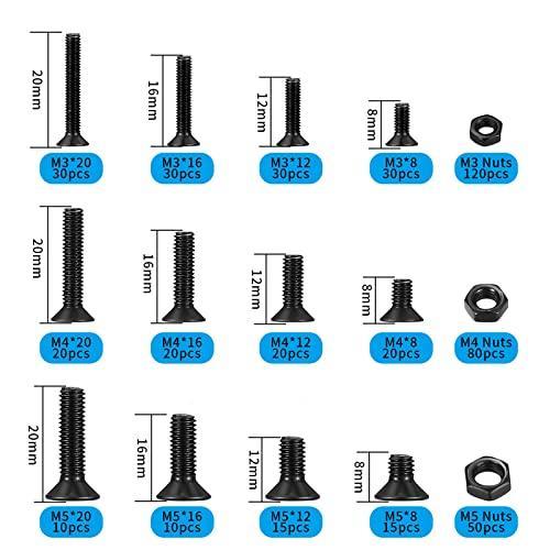 500個 M3 M4 M5 六角穴付皿ボルトセット 六角穴付きボルト セット 六角ネジ 皿頭ボルト なべ頭のボルトおよびナット 合金鋼 ツール_画像2