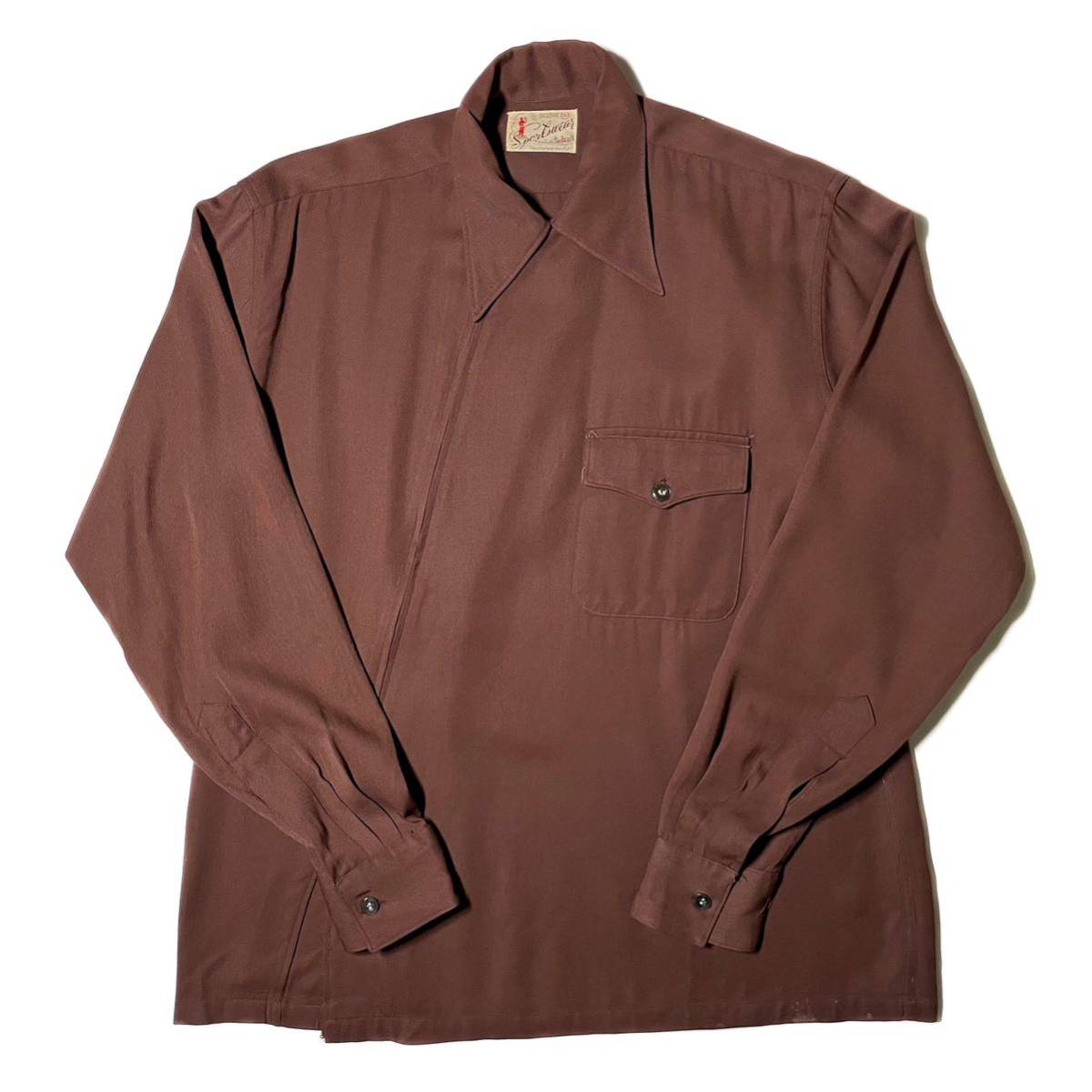 税込】 40s 希少 Gabardine ジャケット 開襟 オープンカラー レーヨン