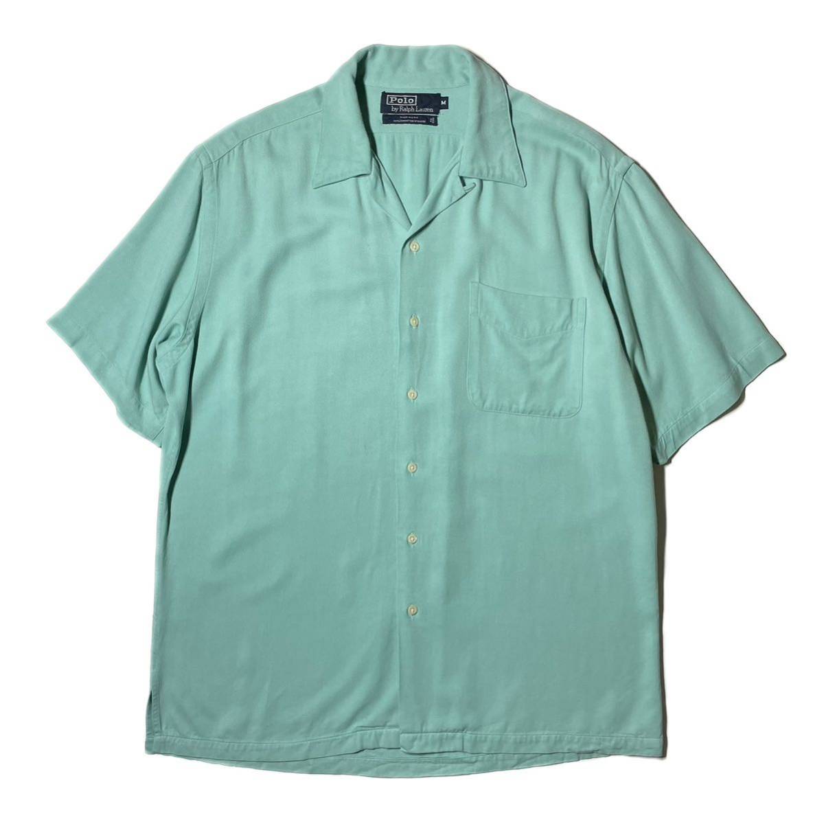 90s USA производства Polo Ralph Lauren Open Collar Shirts Ralph Lauren Polo открытый цвет . воротник гавайская рубашка Vintage Vintage одноцветный 