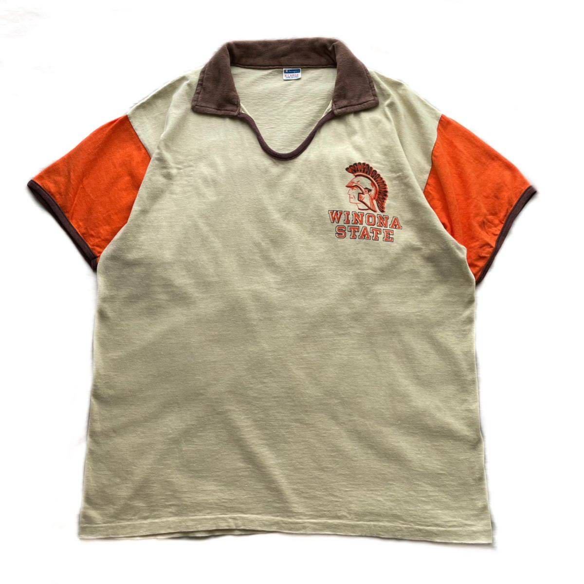 70s USA製 Champion Vintage College Tee チャンピオン フットボールT スウェット Tシャツ ヴィンテージ ビンテージ カレッジ バータグ_画像1