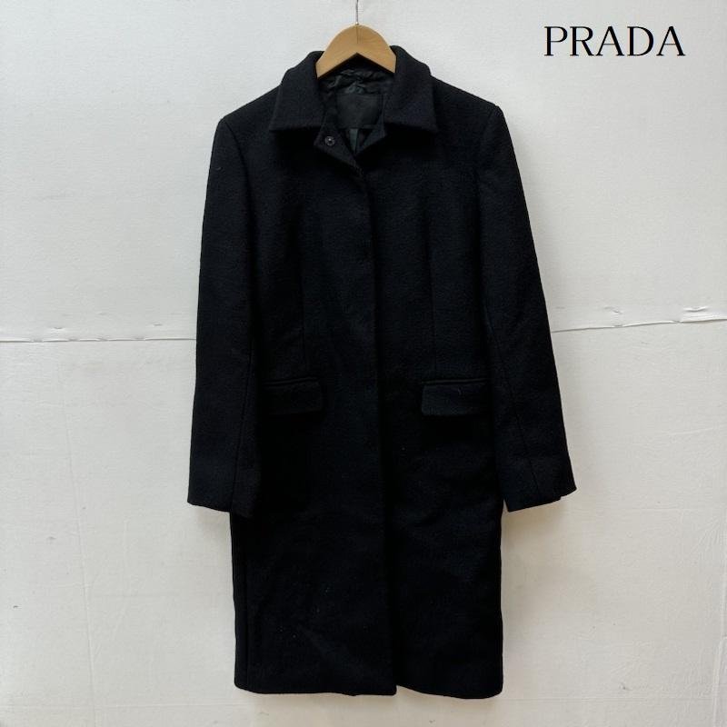 品質満点 ウール プラダ ステンカラー ブラック / 黒  コート コート