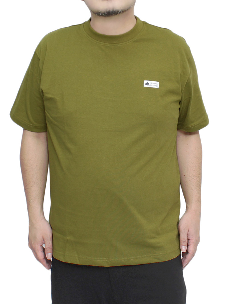 【新品】 5L カーキ LOGOS PARK(ロゴス パーク) 半袖 Tシャツ メンズ 大きいサイズ ボックス ロゴ プリント クルーネック カットソー_画像1
