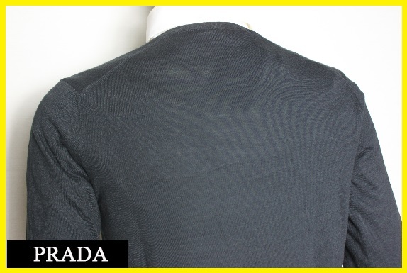 【送料無料】新品プラダ（PRADA)　 カシミヤ混コットンVネックセーター　長袖ニット（黒：ブラック）サイズ46　メンズ_画像5
