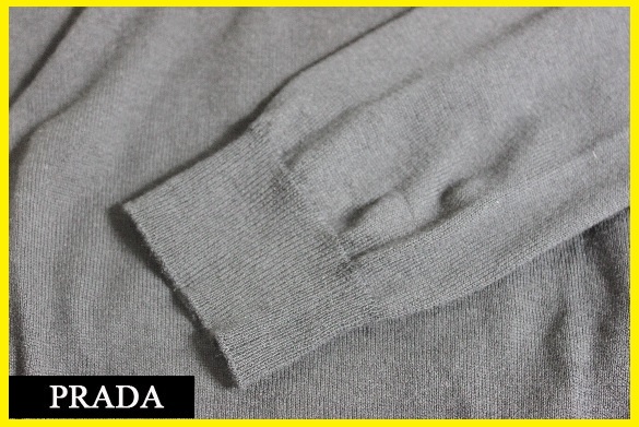 【送料無料】新品プラダ（PRADA)　 カシミヤ混コットンVネックセーター　長袖ニット（黒：ブラック）サイズ46　メンズ_画像7