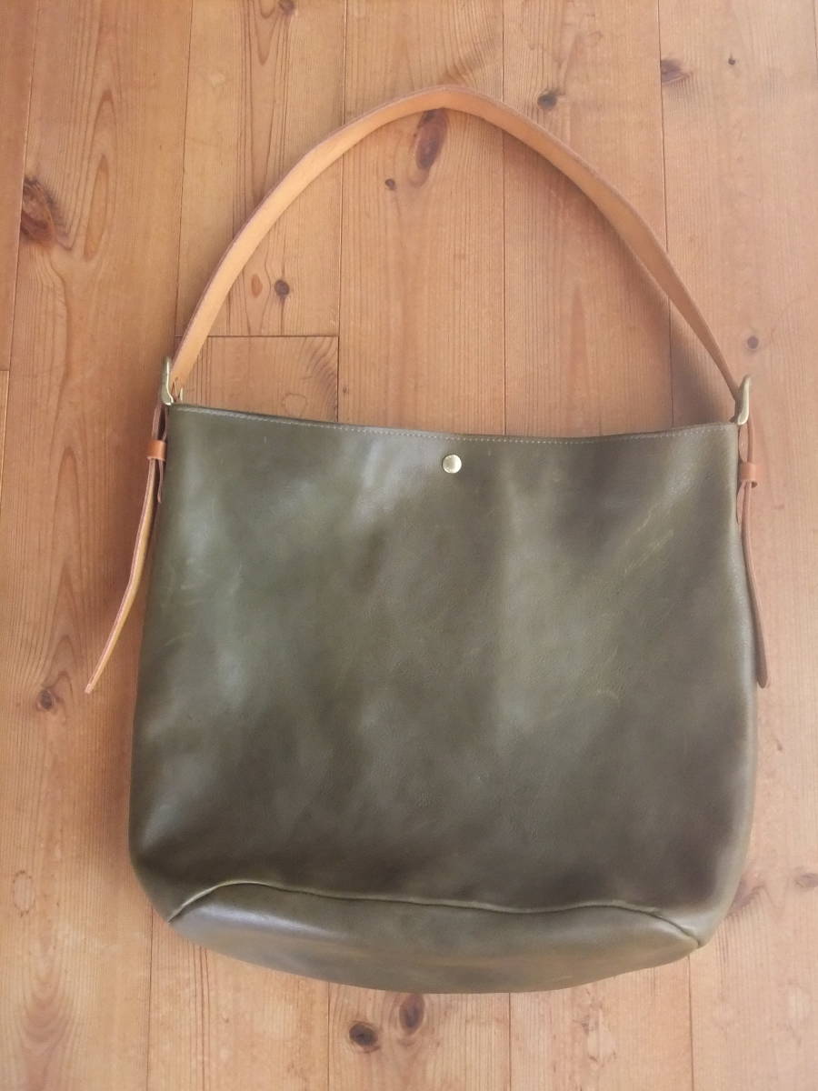  beautiful goods Thai do way TIDEWAY made in Japan CRUMPLE HALF L shoulder hand tote bag Tochigi leather original leather green A4 correspondence regular price 24200 jpy SLOW