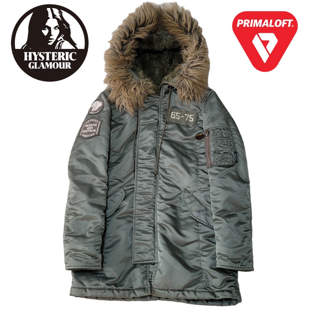 【大人気】ヒステリックグラマー HYSTERIC GLAMOUR N-3B モッズコート F ミリタリージャケット PRIMALOFT  カーキプリマロフト