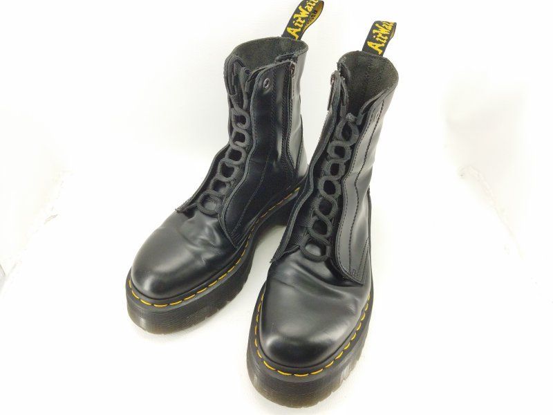 卸売 (D) Dr.Martens シューズ ブラック 7 ブーツ レザー 3ホール