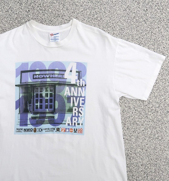 1997年 NOWHERE ノーウエア 4周年記念 Tシャツ 白 L ヘインズ製 90s 裏原 APE アンダーカバー グッドイナフ m&m n.w.o 初期_画像3