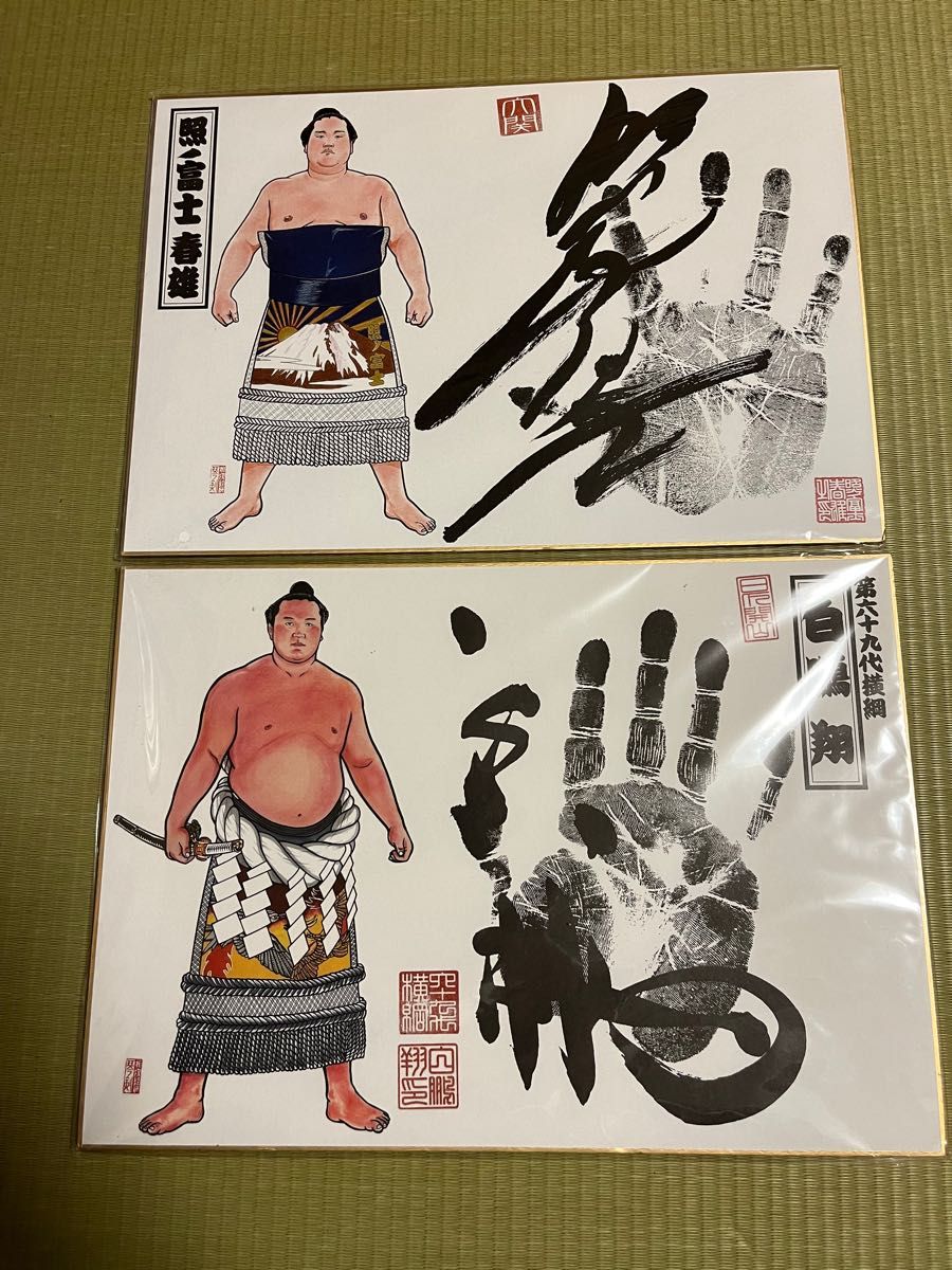白鵬 照ノ富士 サイン 手形入り 色紙 セット|PayPayフリマ
