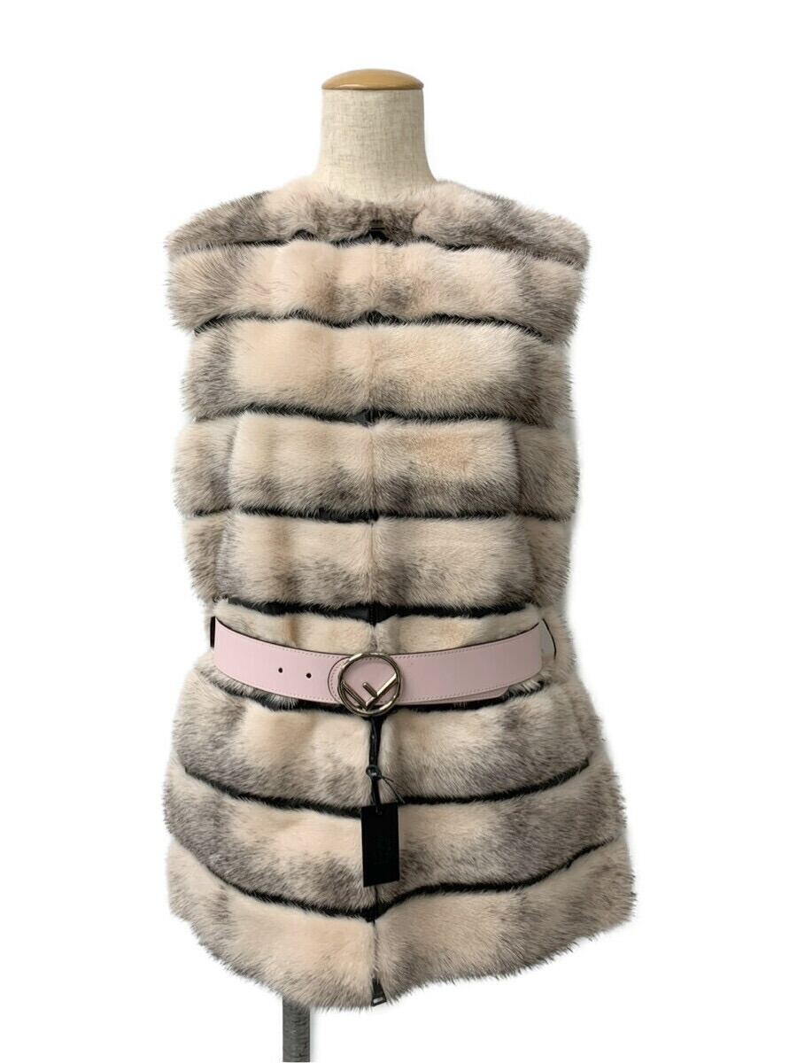  Fendi the best mink fur sheep leather Logo belt attaching no sleeve 34FR