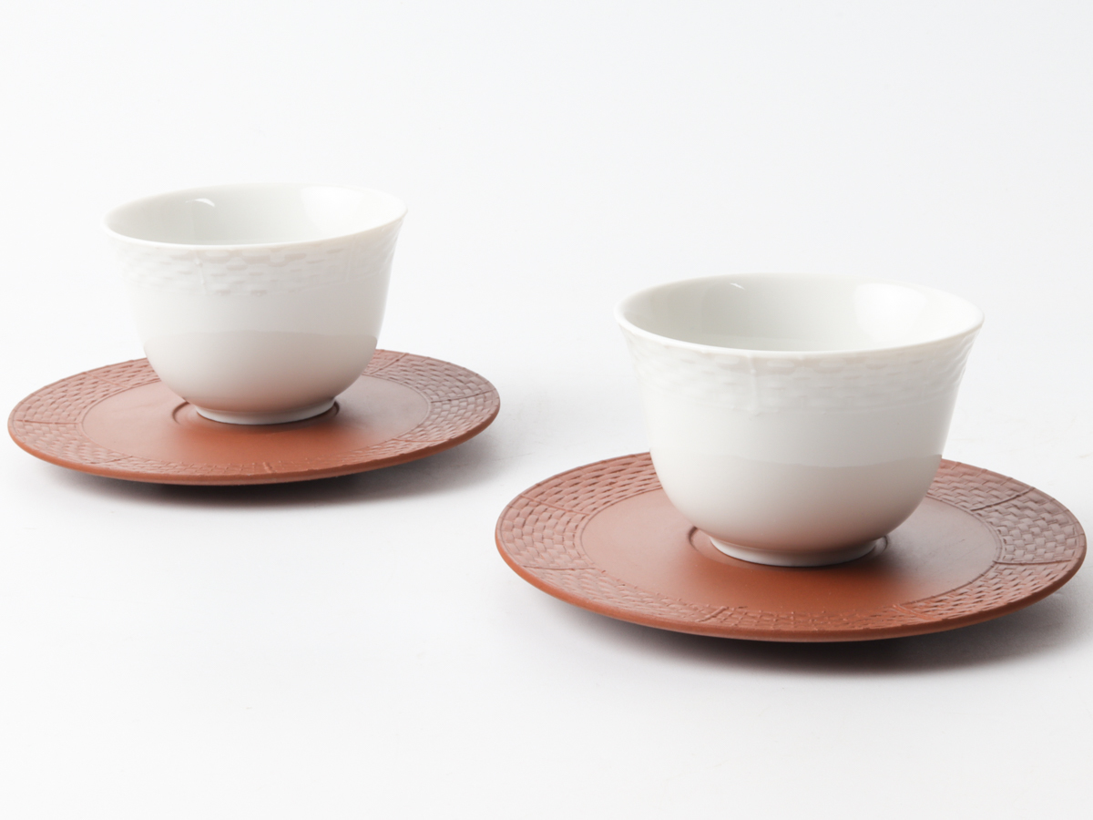 再入荷！】 1986 2セット 茶碗＆茶托 マイセン 白磁カップ 美品 煎茶碗