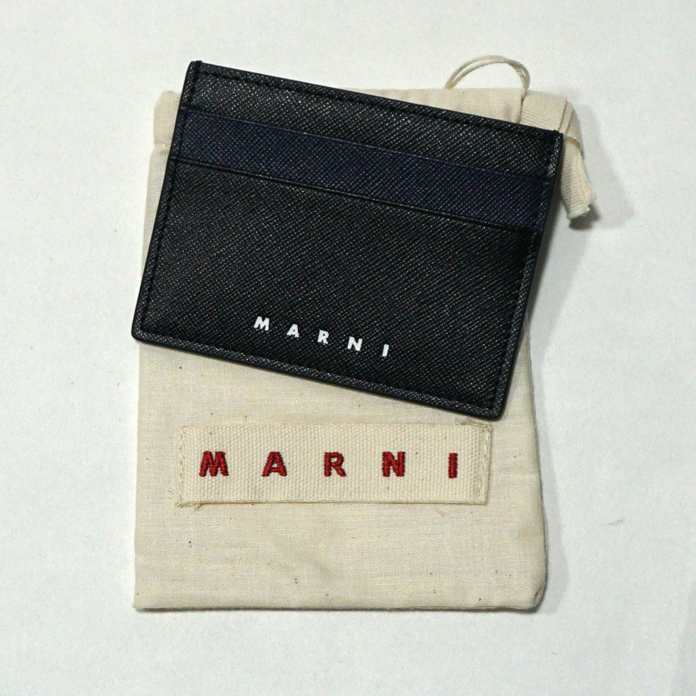 新品・本物 マルニ MARNI カードケース ユニセックス PFMI0002L4 LV520 Z576N ブラック×ネイビー