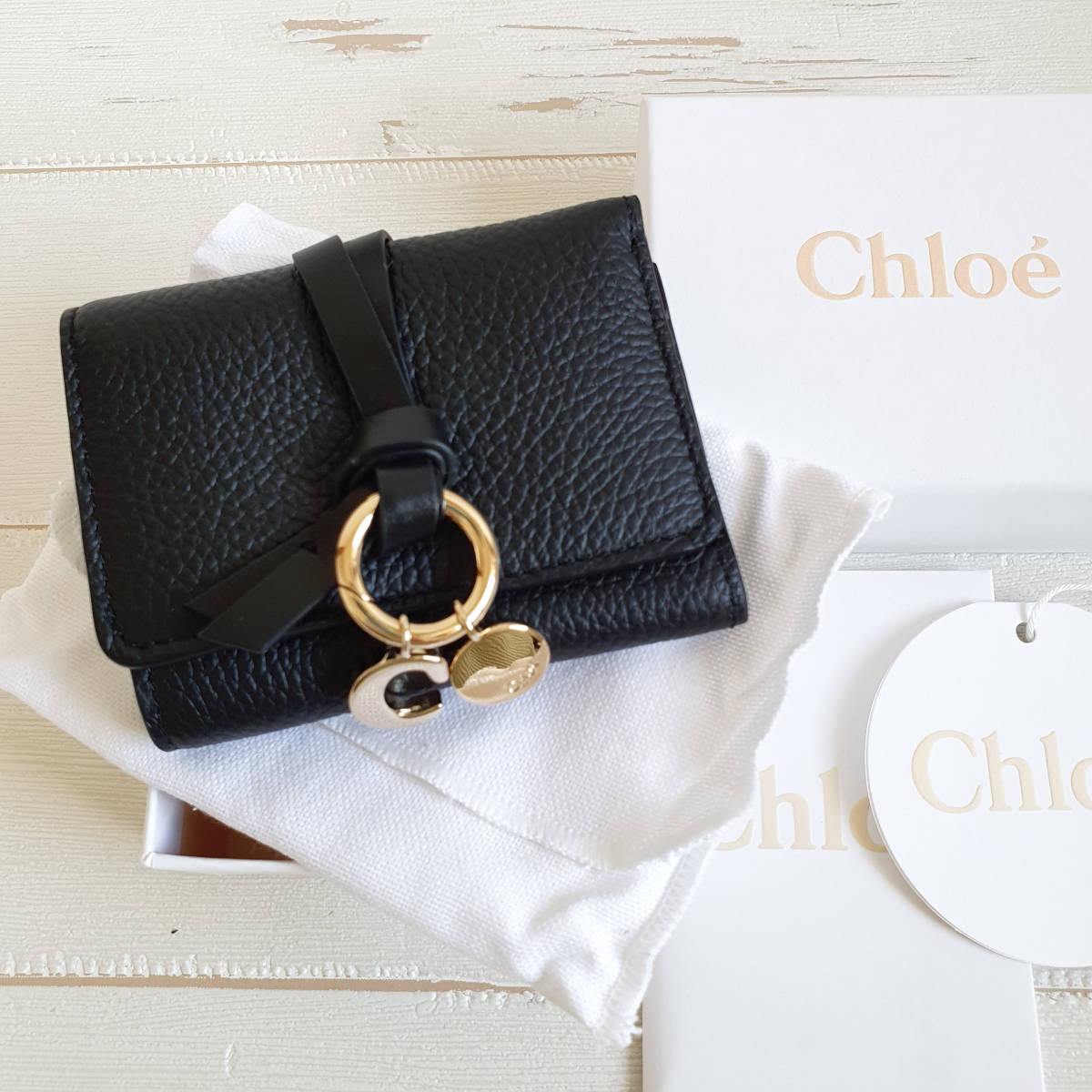 新品・未使用】CHLOE alphabet mini 三つ折り財布black