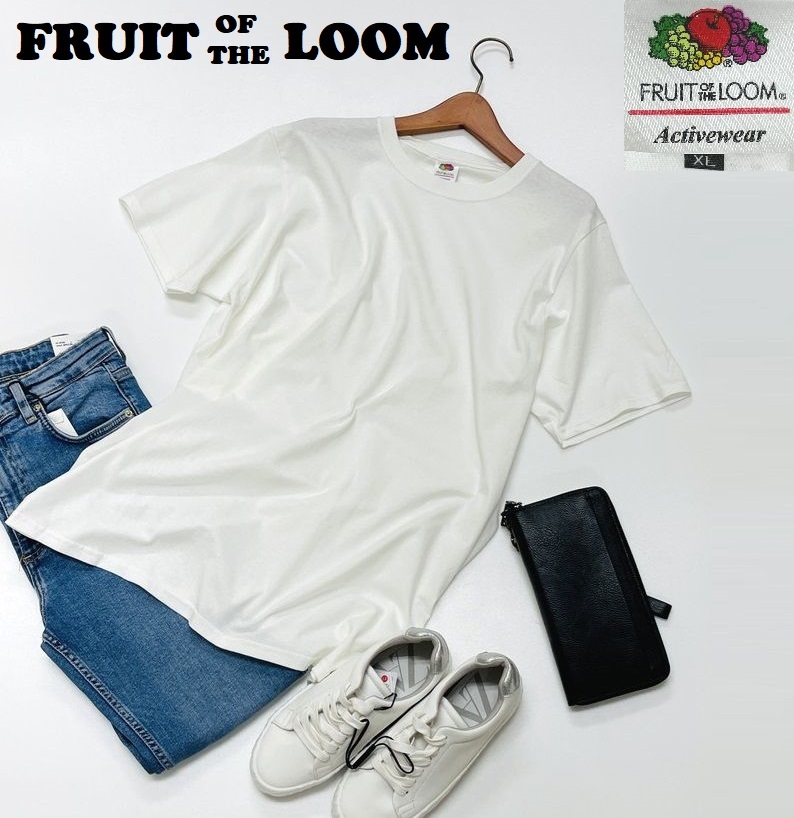 未使用品 /XL/ FRUIT OF THE LOOM ホワイト半袖Tシャツ メンズ レディース カジュアル アウトドア キャンプ レジャー フルーツオブザルーム