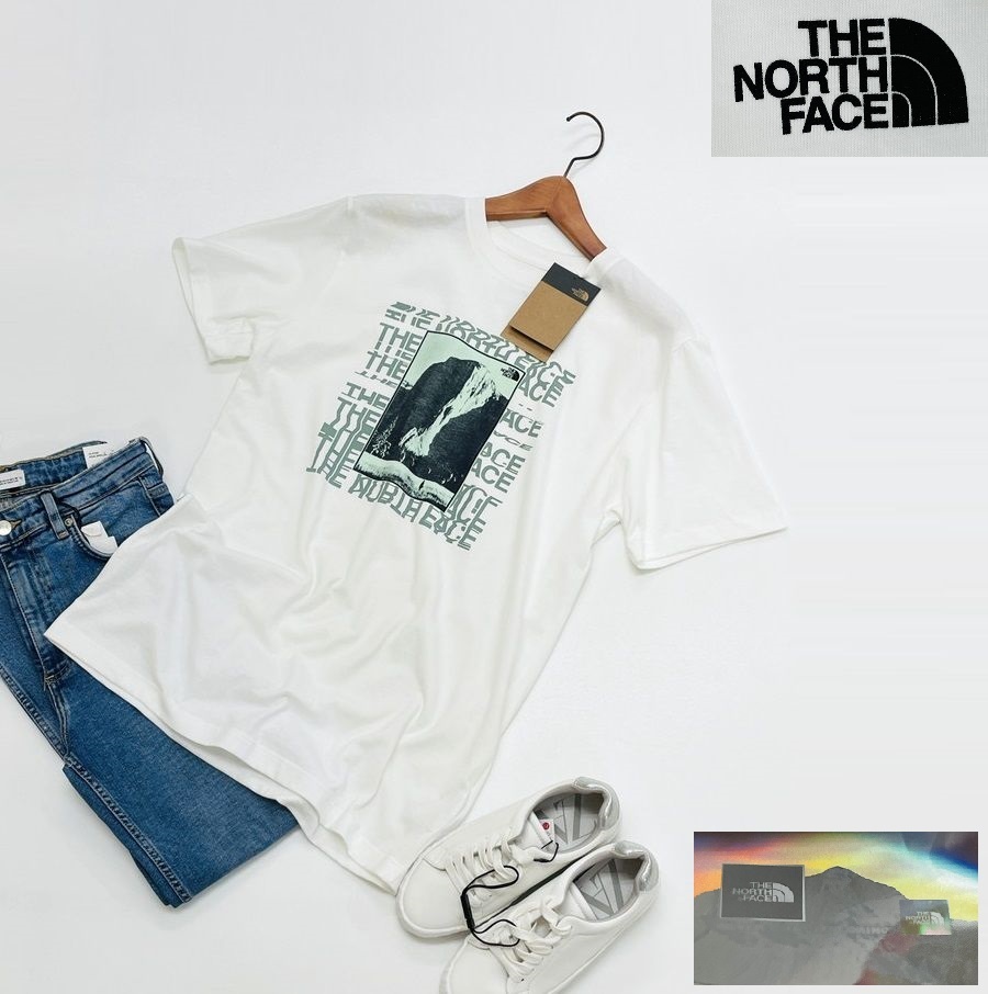 未使用品 /M/ THE NORTH FACE ホワイト 半袖Tシャツ メンズ レディース タグ カジュアル アウトドアキャンプレジャービーチ ノースフェイス